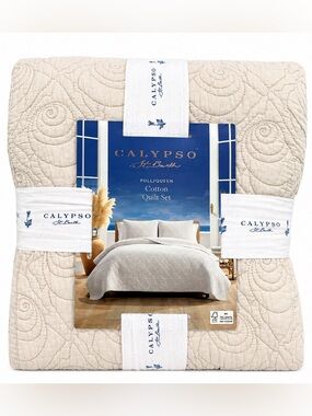 Calypso St. Barth Cream Cotton Quilt Set
